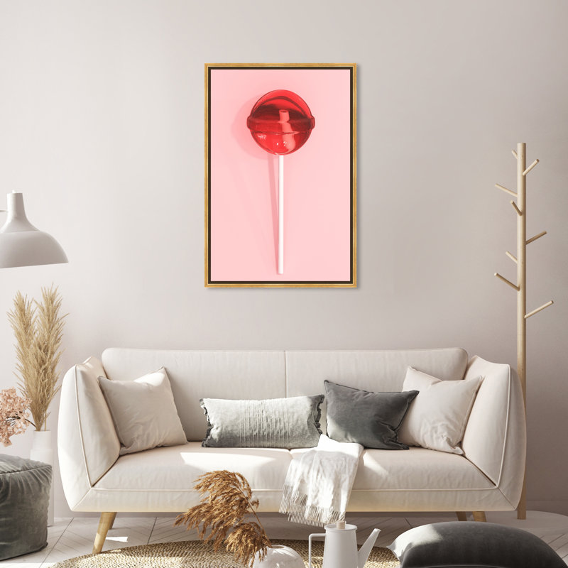 Sucette - peinture, H 30 po x l 20 po, Encadrement doré, Noir