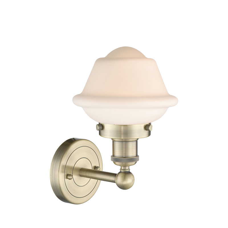 Wimer Armed Sconce, Matte White, Antique Brass
