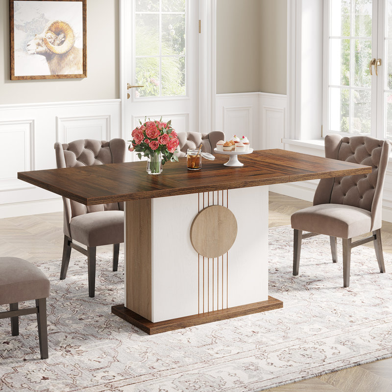 Courtany Dining Table, White/Brown