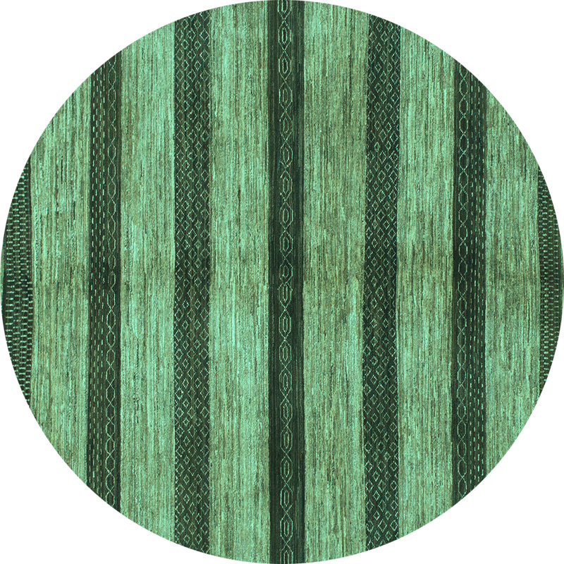 Tapis turquoise lavable à la machine Abstract 1414, Rond 5 pi