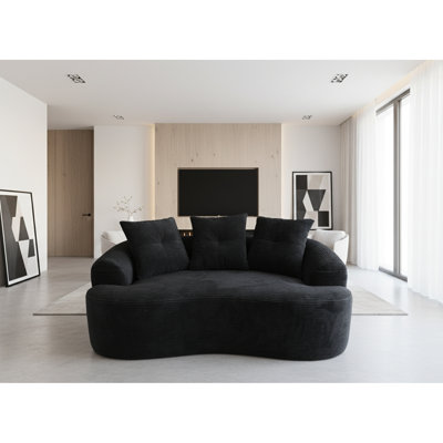 66,21 po, coussins à ressorts ensachés et moelleux, 3 coussins décoratifs, noir, sans assemblage