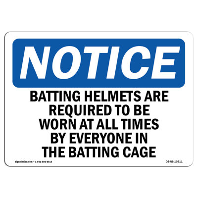 Batting Helmets Are Required To Be Worn Aluminum Sign 18 x 24