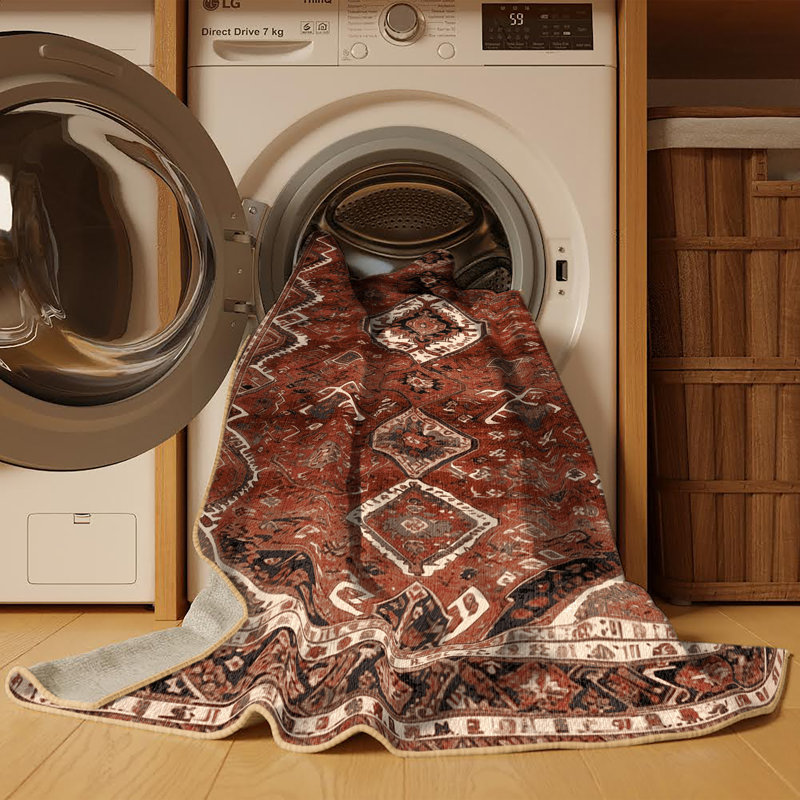 Tapis brun lavable à la machine, Rond 6 pi