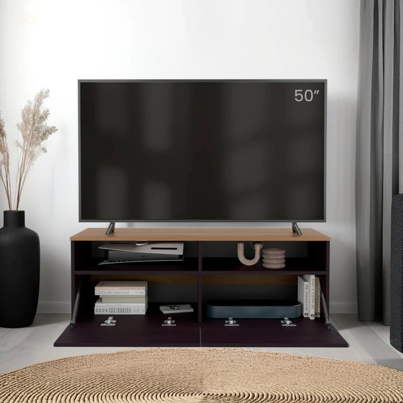 Mescal TV Stand With Multistorage, Open Compartments, And Scratch-Resistant Surface For Modern Living, Wenge