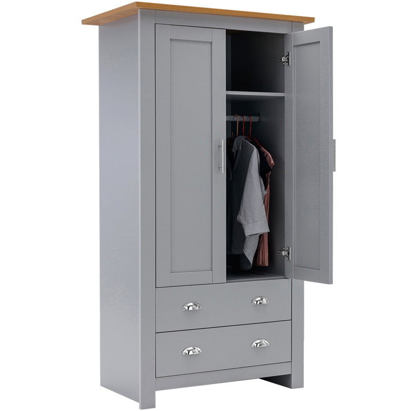 Andrian 2 Door Wardrobe, Grey