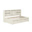 Lit simple avec tablettes de rangement latérales, tiroirs et cadre moderne blanc crème-1724809727