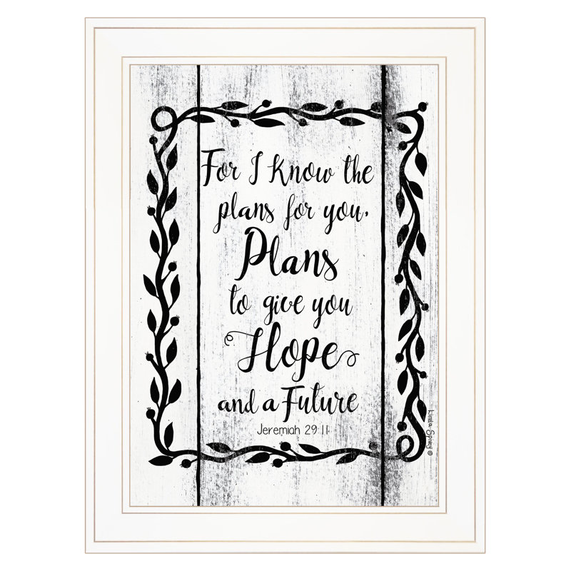 Art mural encadré «plans to donner you espoir» par Linda Spivey, Blanc / or