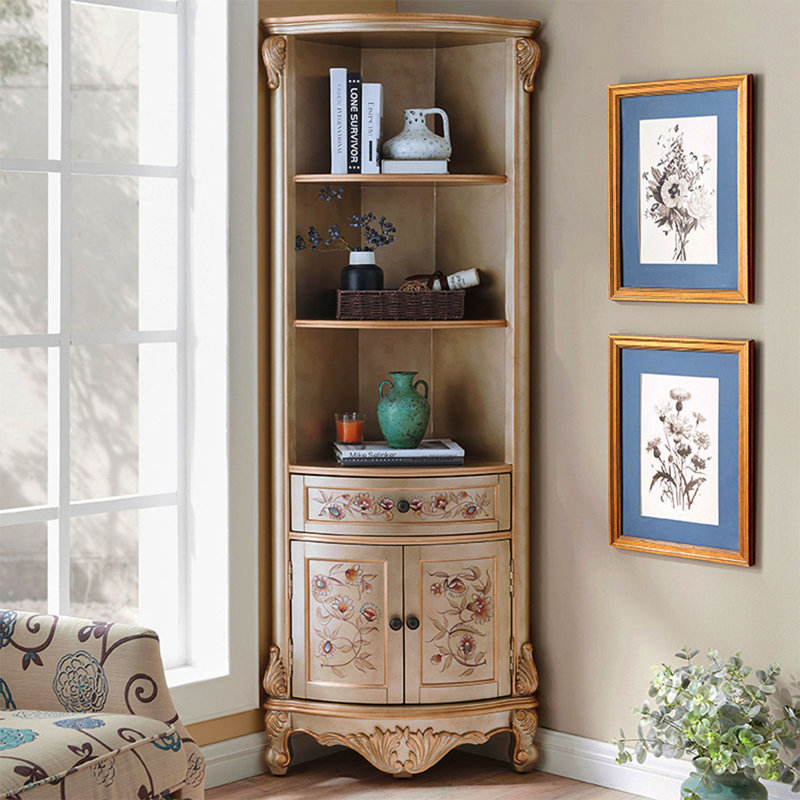 Armoire de coin en bois manufacturé beige