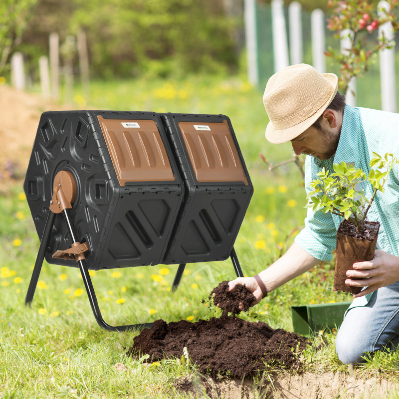 34.5 Gallons Polypropylene Outdoor Tumbler Composter