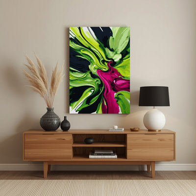 Aquarelle abstraite 88, art mural en métal vert