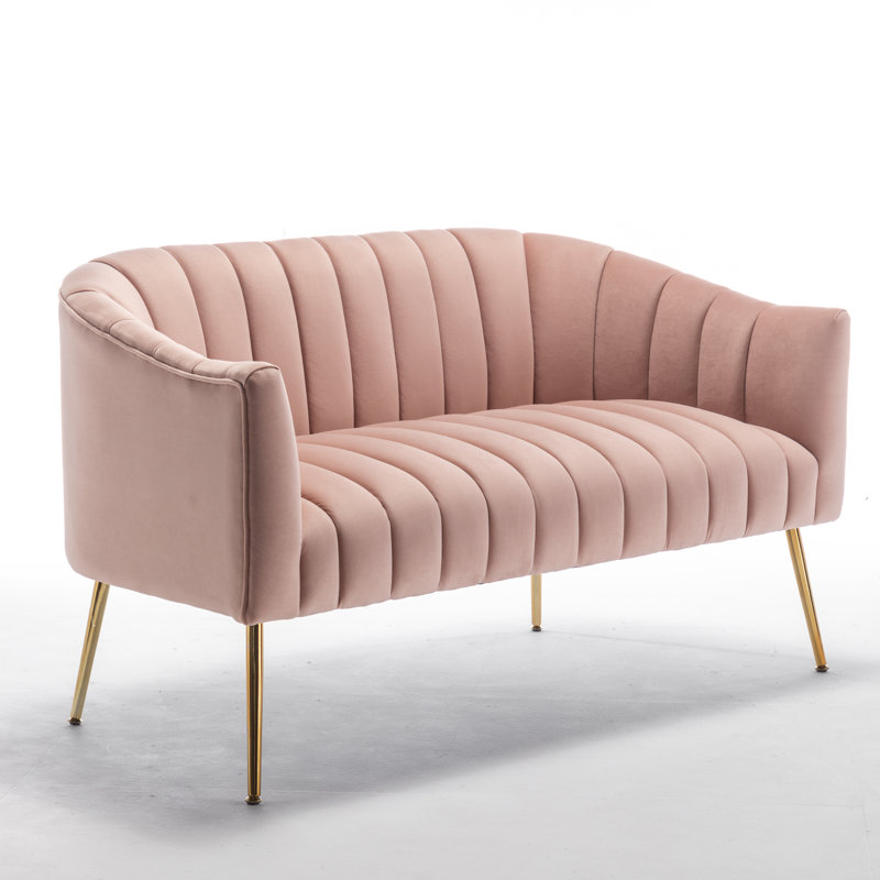 Murrow 50.6'' Velvet Loveseat, Pink Velvet