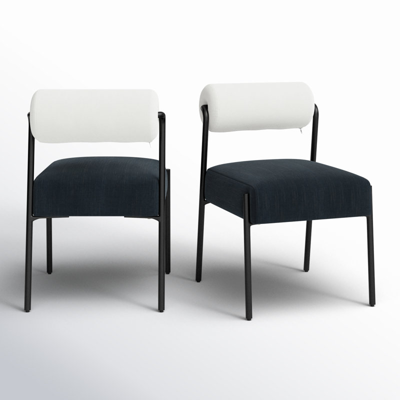 Grete 19.7'' H Velvet Upholstered Side Chair, Black, Black/White