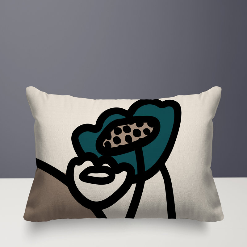 Coussin lombaire réversible intérieur / extérieur Jai Abstract, H 14 po x l 20 po, Emerald