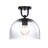 Babu 11.75 in. Matte Black Modern Semi-Flush Mount with Clear Ice Glass Shade for Hallways