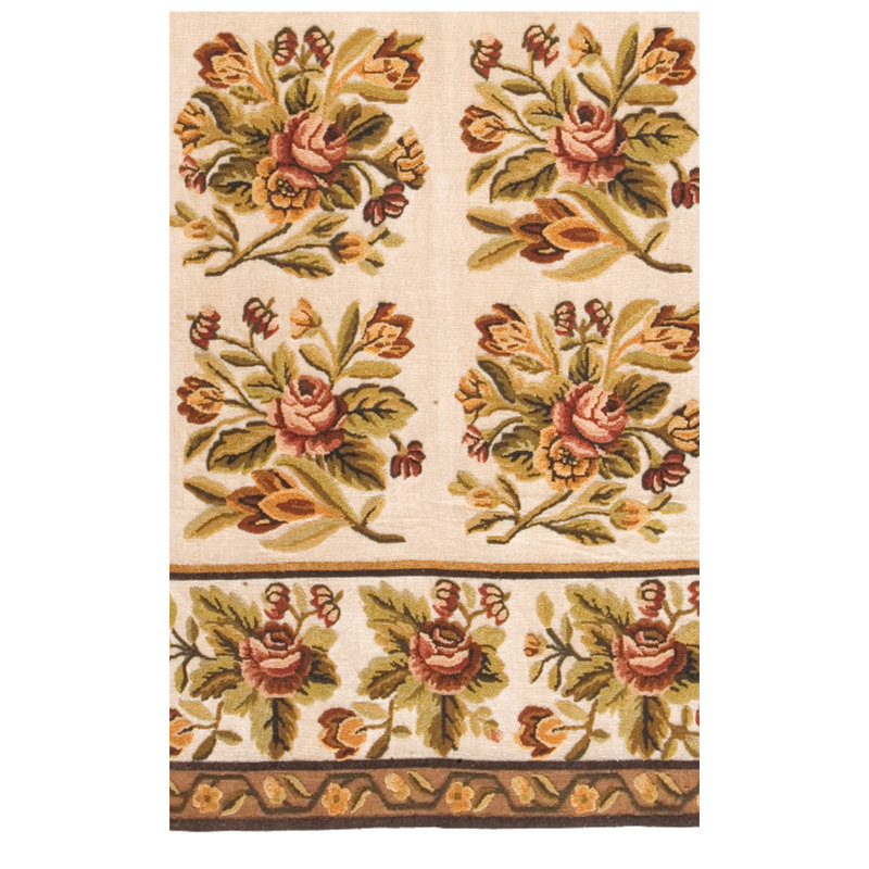 Wool Floral Area Rug, Rectangle 10' x 14'
