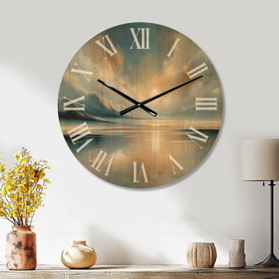 Extra Large Lake Minimalist Wood Wall Clock – Minimalism Norway Sunset Landscapes