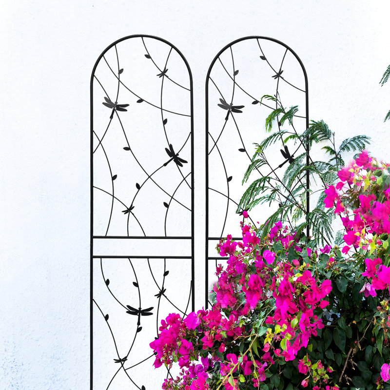 Treillis de jardin en métal 86,7 po x 19,7 po antirouille, paquet de 2 pour le soutien des plantes d'extérieur