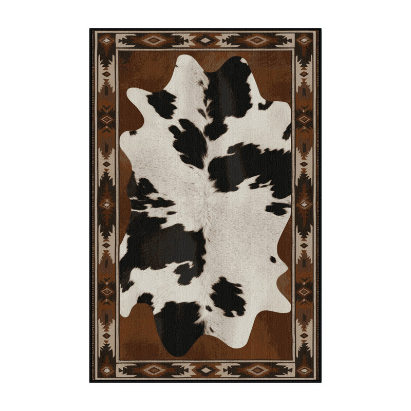 Washable Cowhide Pattern Southwestern Area Rug, Rectangle 2' x 3'
