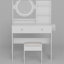 Armoire à miroir pleine grandeur + coiffeuse à miroir rond à DEL + tabouret rembourré, avec 2 centrales électriques + 2 centrales USB, miroir à DEL de 17 po de diamètre, commande tactile, 3 couleurs, luminosité réglable, grand bureau-598605154