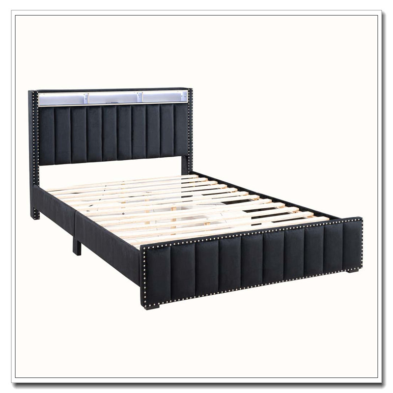 Rangement de lit, Noir, Grand
