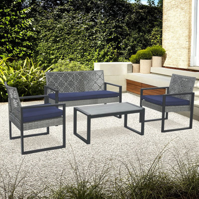 This 4-Piece Patio Furniture Set Is Suitable For Outdoor Balconies, Porches, Gardens, And Backyard Lawns. The Tabletop Is Made Of Gray Acacia Wood, Providing Practical And Beautiful Furniture Options For Various Outdoor Spaces.