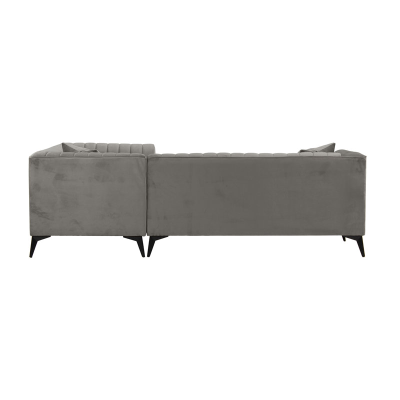 Adryen 5 Seater Velvet Corner Sofa , Grey, Right Hand Facing