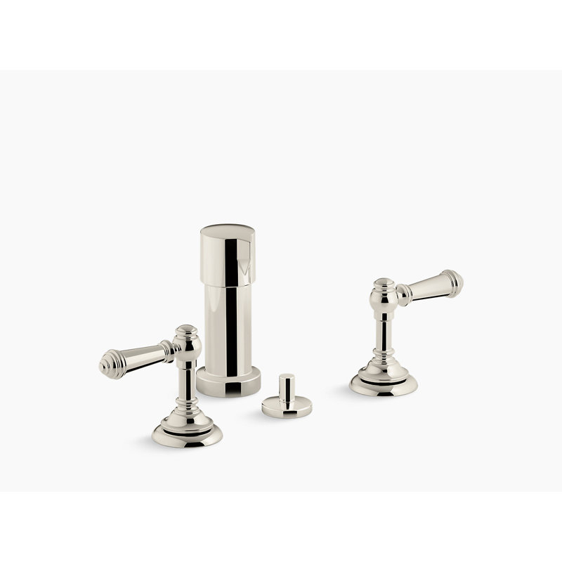 Robinet de bidet espacé avec poignées Artifacts, Nickel poli éclatant, Levier