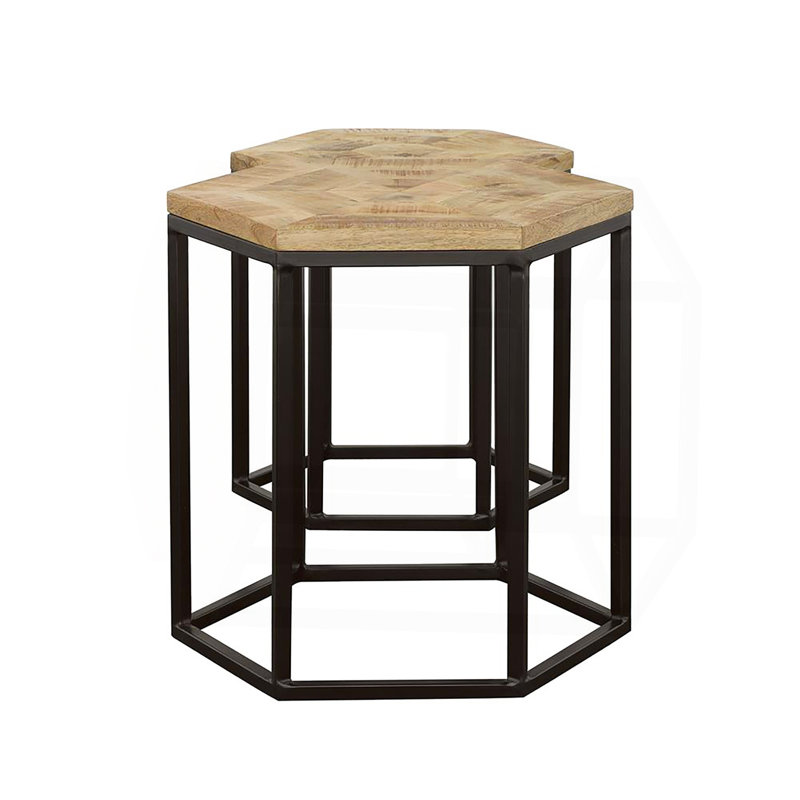 Table gigogne 2 pièces Natural and Black