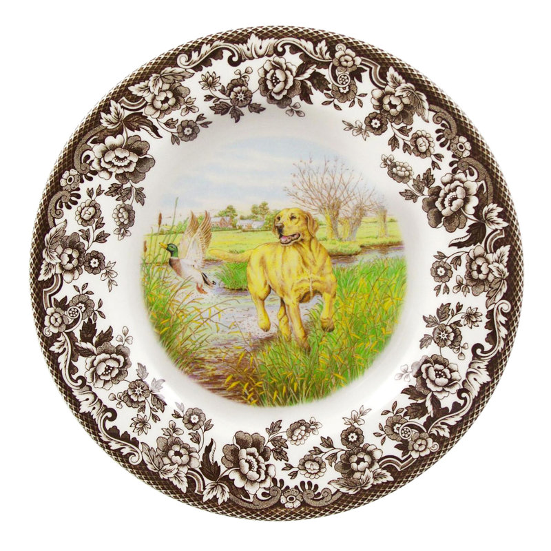 Spode Woodland Dogs Salad Plate 8" Yel Lab