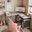 Aaleeyah L Shaped Farmhouse Computer Desk, 75 Inch Reversible Corner Office Desk with Shelves-2060598647