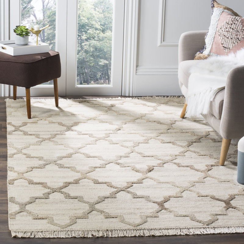 Jeanlouis Geometric Wool Hand Woven Area Rug, Rectangle 183 x 274 cm