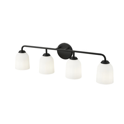 Millennium Lighting Norah 4 Light Vanity with Opal Ribbed Glass Shade