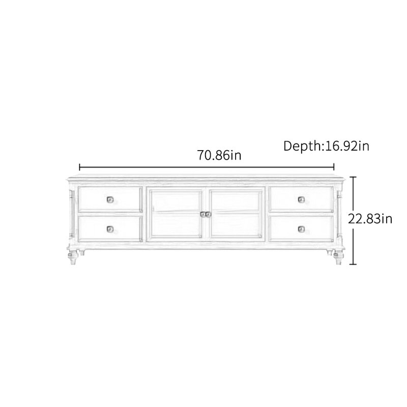 Meuble télé en bois massif de style médiéval Design, 70.86"