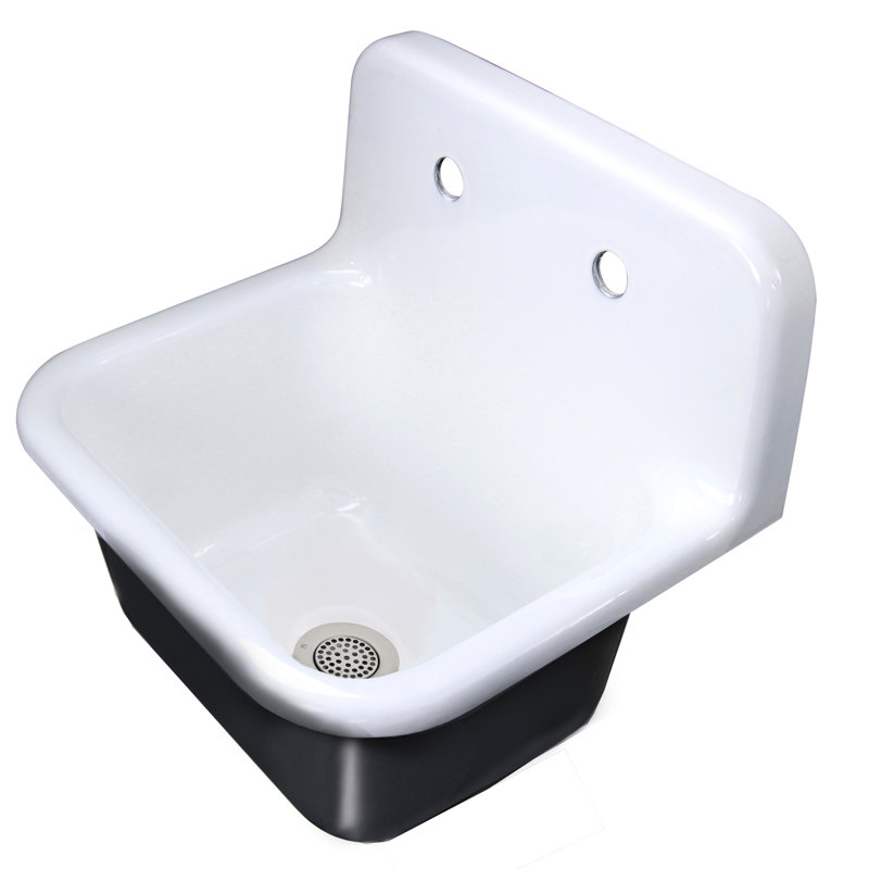 Anchor 22" L x 18" W Wall Mount Laundry Sink, Brushed Nickel