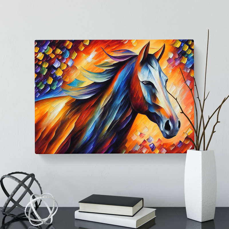 XXX-H1022-WF-4758X Horse Painting Vol.4 Abstract - Wrapped Canvas Print, 35cm H x 50cm W x 3cm D