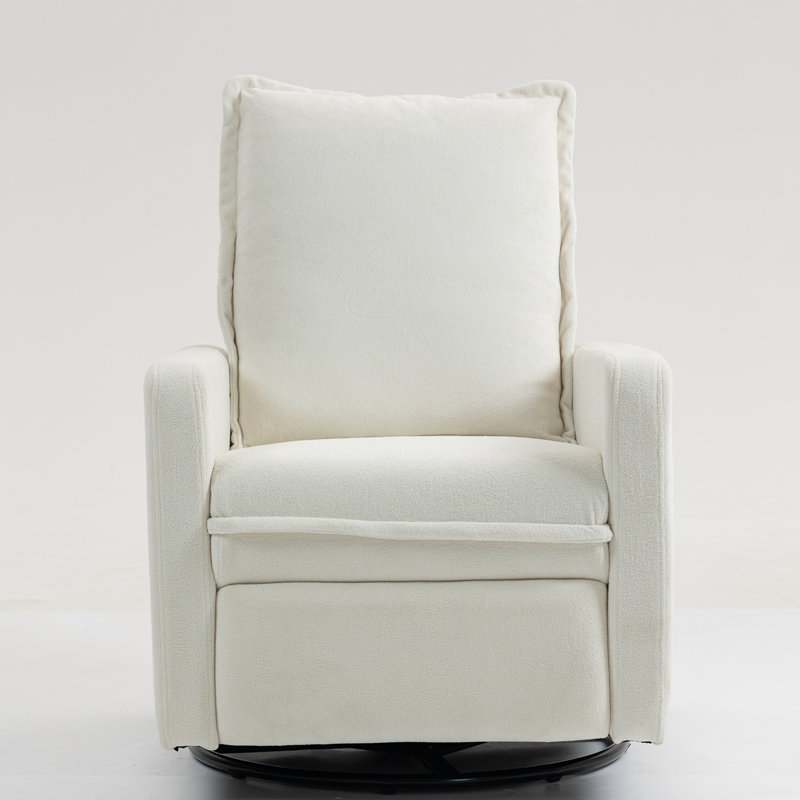 Short plush manual button armchair sofa, White