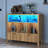  31.8" H X 39" W Cube Bookcase With Open Bookshelf Drawers & LED Lights