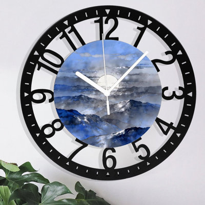 Horloge murale ronde en fer 10 po avec mouvement à quartz silencieux, chiffres arabes, impression UV