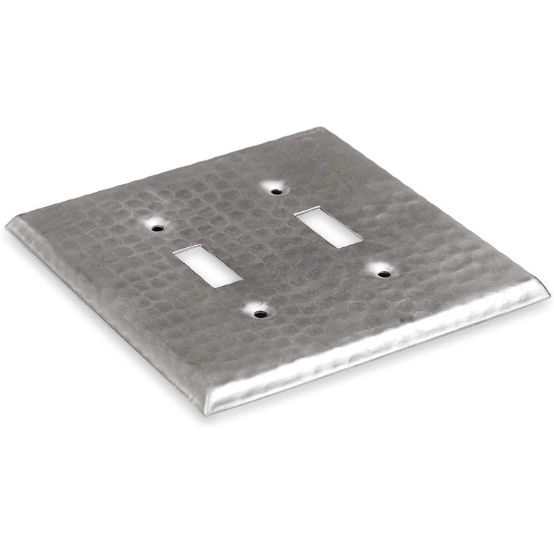 Hand Hammered 2 - Gang Toggle Light Switch Standard Wall Plate, Nickel
