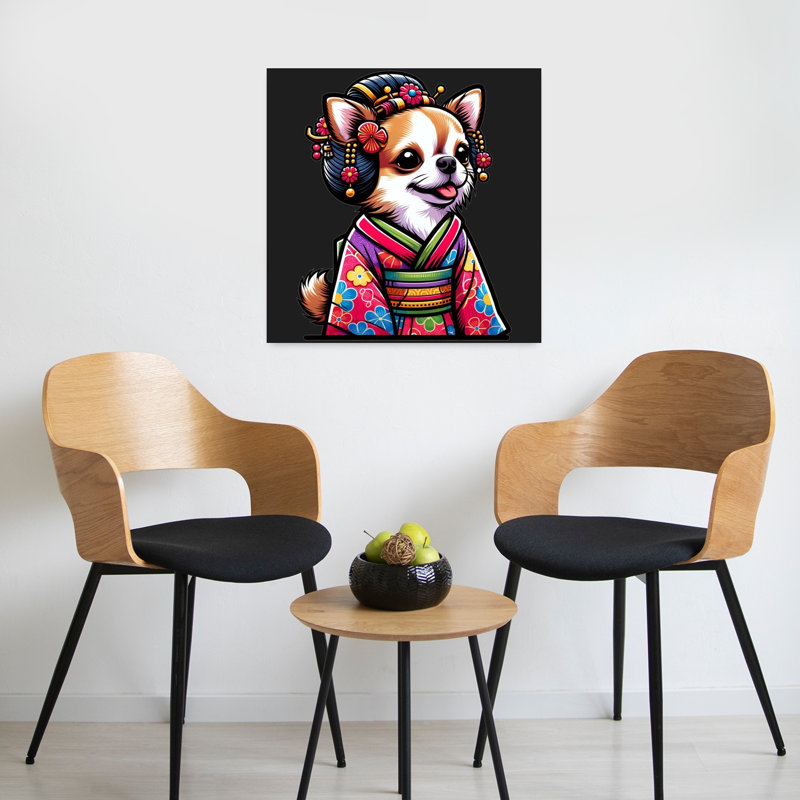 Art contemporain, art de chien traditionnel, H 24 po x l 24 po