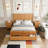 Solid Wood High Headboard Sleigh Bed with 64" Storage Space-1839219069-1839218947