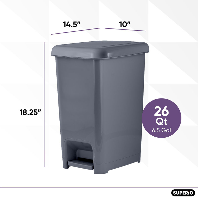 Poubelle à pédale 7 gallons, 16 gallons, Noir