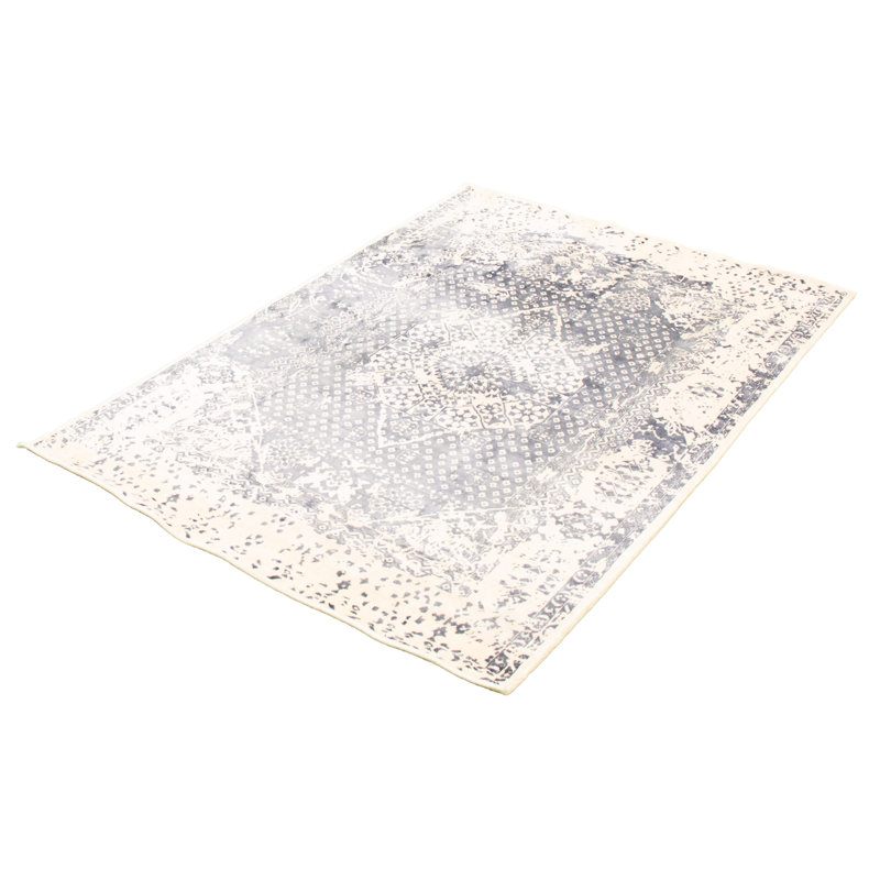 Tapis gris / crème oriental crocheté à la main