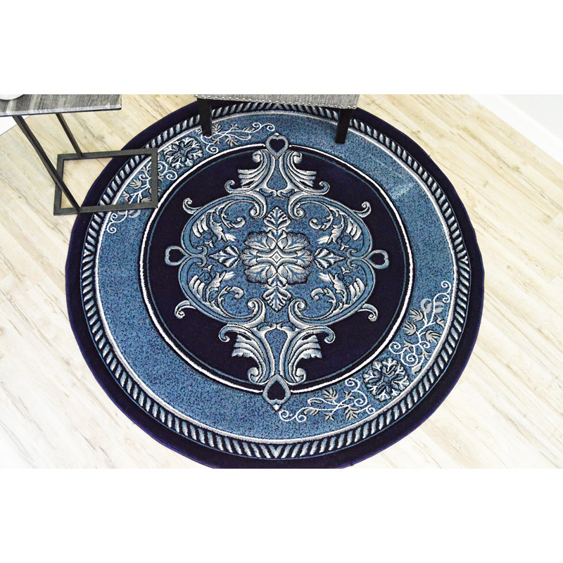 Tapis bleu marine Ramsel, Rond 7 pi 9 po