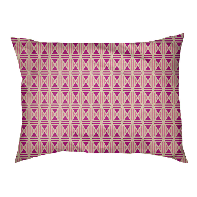 Coussin décoratif en losanges Byrge, Moyen (l 29,5 po x P 9,5 po x H 19,5 po), Beige / rose / orange