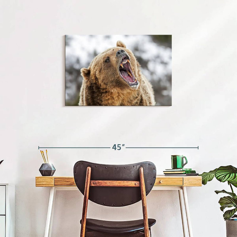 Roaring Grizzly Bear, 20" H x 30" W