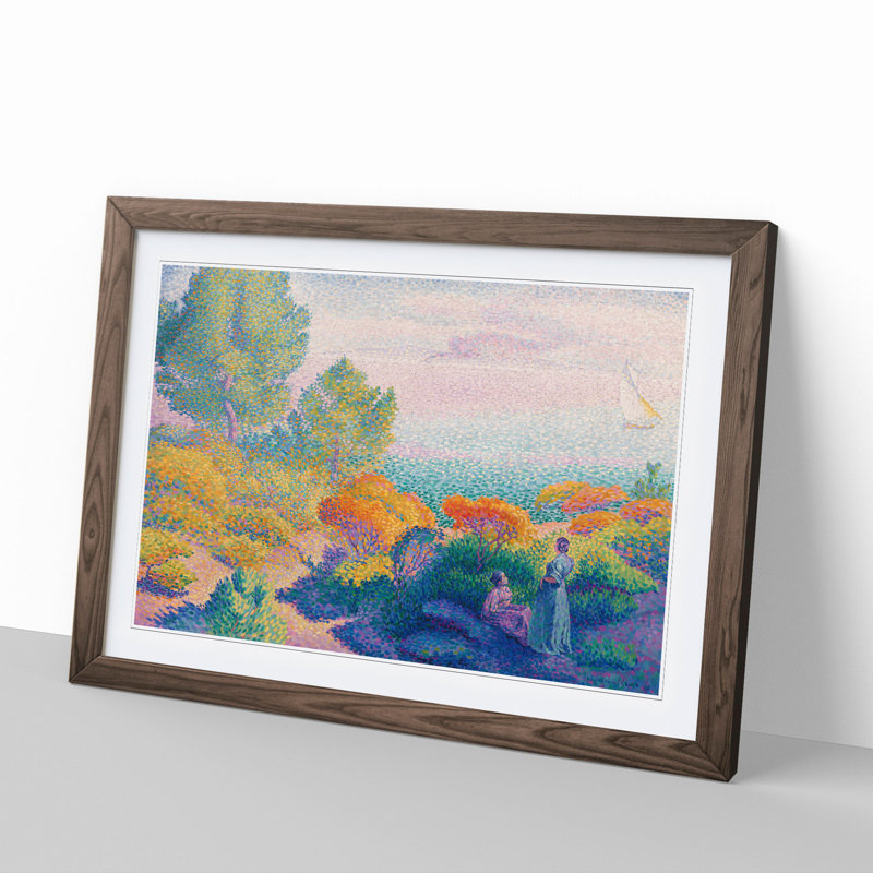 Two Women by Henri-Edmond Cross - Framed Print, 36cm H x 48cm W x 2cm D, Walnut Framed