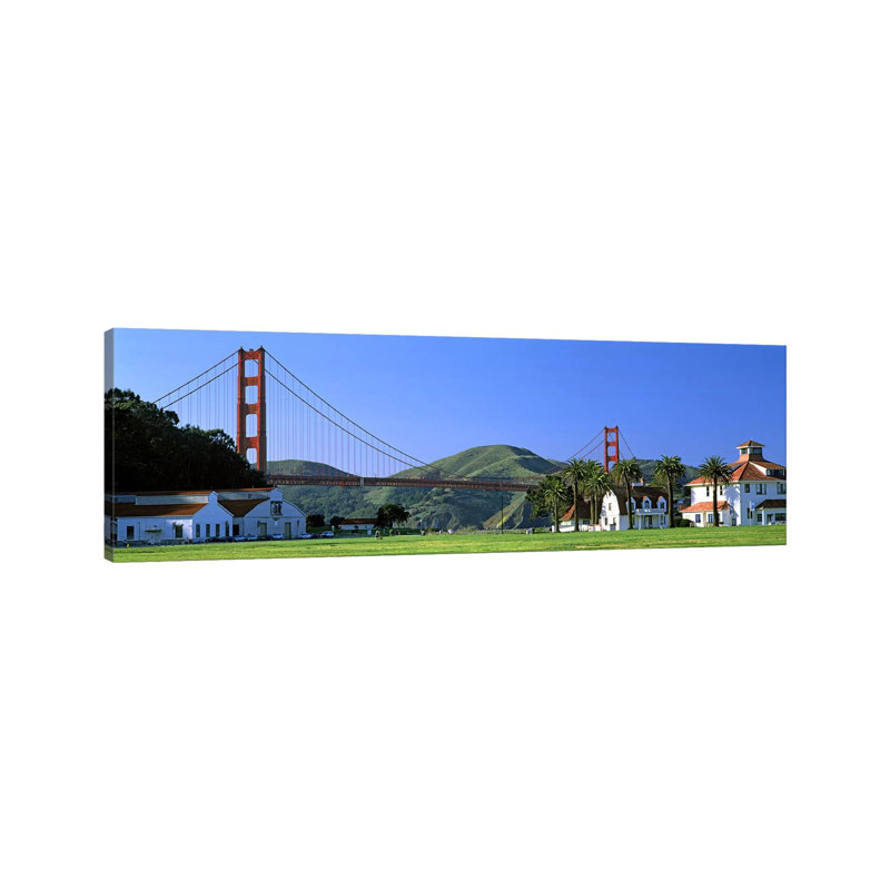 Bridge Viewed From A PArk, Golden Gate Bridge, Crissy Field - Wrapped Canvas Panoramic Print