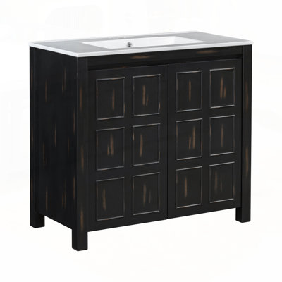 Armoire de salle de bain exquise avec lavabo en céramique pour un rangement élégant