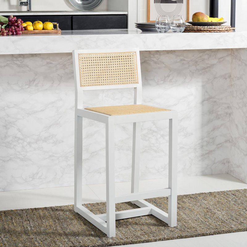 Cane Bar Stool, White, Counter Stool